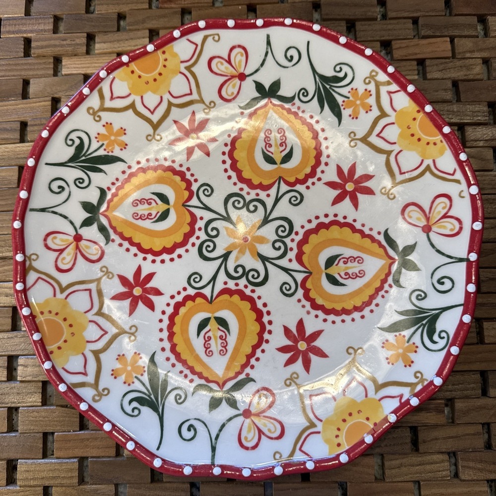 Naomi Red Threshold 10.5" Plate Stoneware Ted Yellow Floral